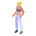 Woman muscle sport icon isometric vector. Elastic bandage