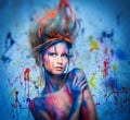 Woman muse with body art Royalty Free Stock Photo