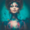 Woman muse with body art Royalty Free Stock Photo