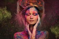 Woman muse with body art Royalty Free Stock Photo