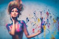 Woman muse with body art Royalty Free Stock Photo