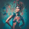 Woman muse with creative body art Royalty Free Stock Photo