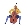 Woman musician playing violoncello cartoon funny illustration in vector Royalty Free Stock Photo