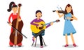 Woman Musicians Playing Musical Instruments And Singing On Stage Vector Illustration Set Royalty Free Stock Photo