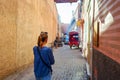 Woman in the narrow streets of Morocco. Marrakesh. Travels.