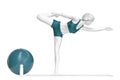 Woman in Natarajasana or Lord of the dance pose during Yoga practice. 3D illustration
