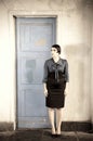 Woman Near The Door. Royalty Free Stock Photo