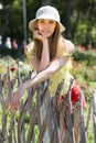 Woman near fence Royalty Free Stock Photo