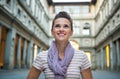 Woman near uffizi gallery in florence, italy Royalty Free Stock Photo