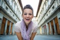 Woman near uffizi gallery in florence, italy Royalty Free Stock Photo