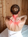 woman neck pain relaxing massage in spa