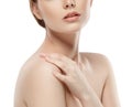 Woman neck shoulder lips nose chin cheeks Royalty Free Stock Photo