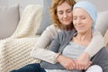 Woman comforting friend with cancer Royalty Free Stock Photo