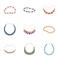 Woman necklace icon set, cartoon style Royalty Free Stock Photo