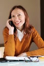 Telework woman negotiating with the client over the phone