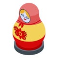 Woman nesting doll icon, isometric style