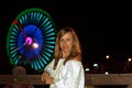 Woman on a ferris wheel background