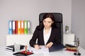 Woman notary public notarizes the power of attorney Royalty Free Stock Photo