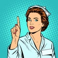 Woman nurse attention gesture