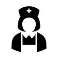 Woman in nurse uniform vector icon