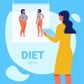 Woman Nutritionist with Notepad in Hand. Diet Menu