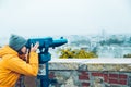 Woman at observation deck enjoy view of the city Royalty Free Stock Photo