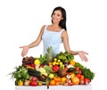 Woman offers fruits and vegetables