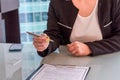 Woman offers to sign a contract Royalty Free Stock Photo