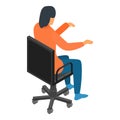 Woman at office chair icon, isometric style Royalty Free Stock Photo