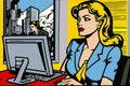 Woman office gossip work businesswoman pop art retro style