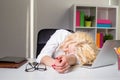 Woman at the office sleaping on the table