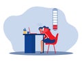 Woman office syndrome , girl sad boring sitting with head down on laptop mental health problems. Vector illustration in flat style Royalty Free Stock Photo