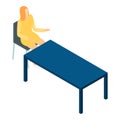 Woman office table icon, isometric style Royalty Free Stock Photo