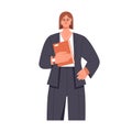 Woman office worker portrait. Confident businesswoman, CEO in formal apparel. Female entrepreneur with folder in hands