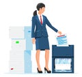 Woman Office Worker Shredding Documents. Royalty Free Stock Photo