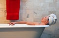 Woman in old fashion clawfoot tub Royalty Free Stock Photo