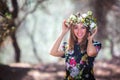 Woman and olive forest Royalty Free Stock Photo