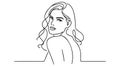 Woman one line art, hand drawn lady figure continuous contour. female body concept, beauty industry template.