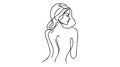 Woman one line art, hand drawn lady figure continuous contour. female body concept, beauty industry template.