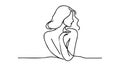 Woman one line art, hand drawn lady figure continuous contour. female body concept, beauty industry template.