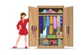 Woman with open closet
