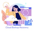 Woman Operating Cloud Backup Recovery Royalty Free Stock Photo