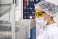 Woman Operating The Control Panel - Pharmaceutical Manufacturing Royalty Free Stock Photo