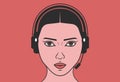 Avatar of woman call centre operator with headset. Royalty Free Stock Photo