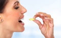 Woman with oral pill.