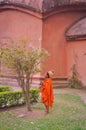 Woman in orange in Assam Royalty Free Stock Photo