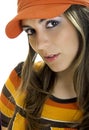 Woman with a orange hat Royalty Free Stock Photo