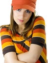 Woman with a orange hat Royalty Free Stock Photo