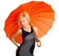 Woman with orange umbrella Royalty Free Stock Photo