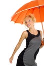 Woman with orange umbrella
